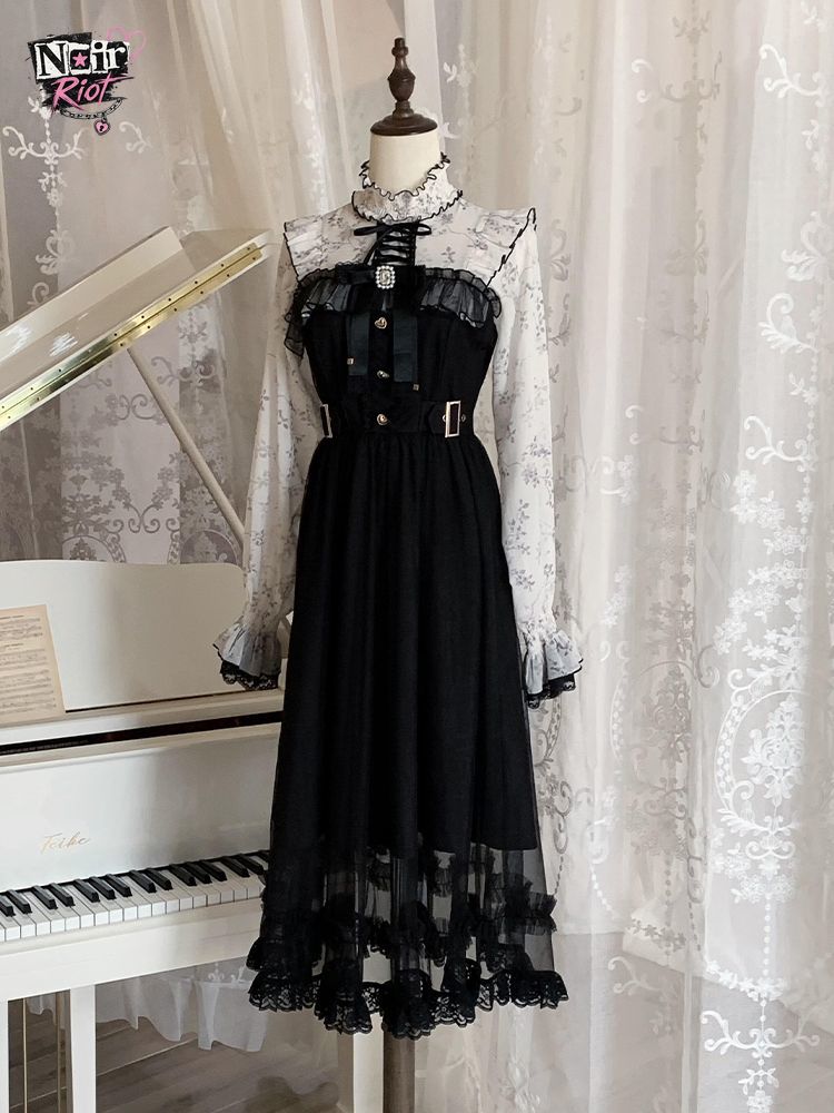 Elastic Lace Trim - Abito Lolita Vintage Francese da Donna,